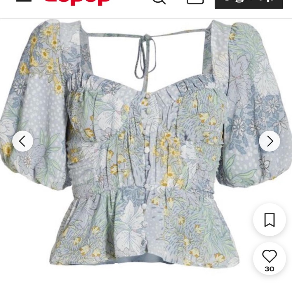 ASTR blue floral bodice blouse. Size Medium